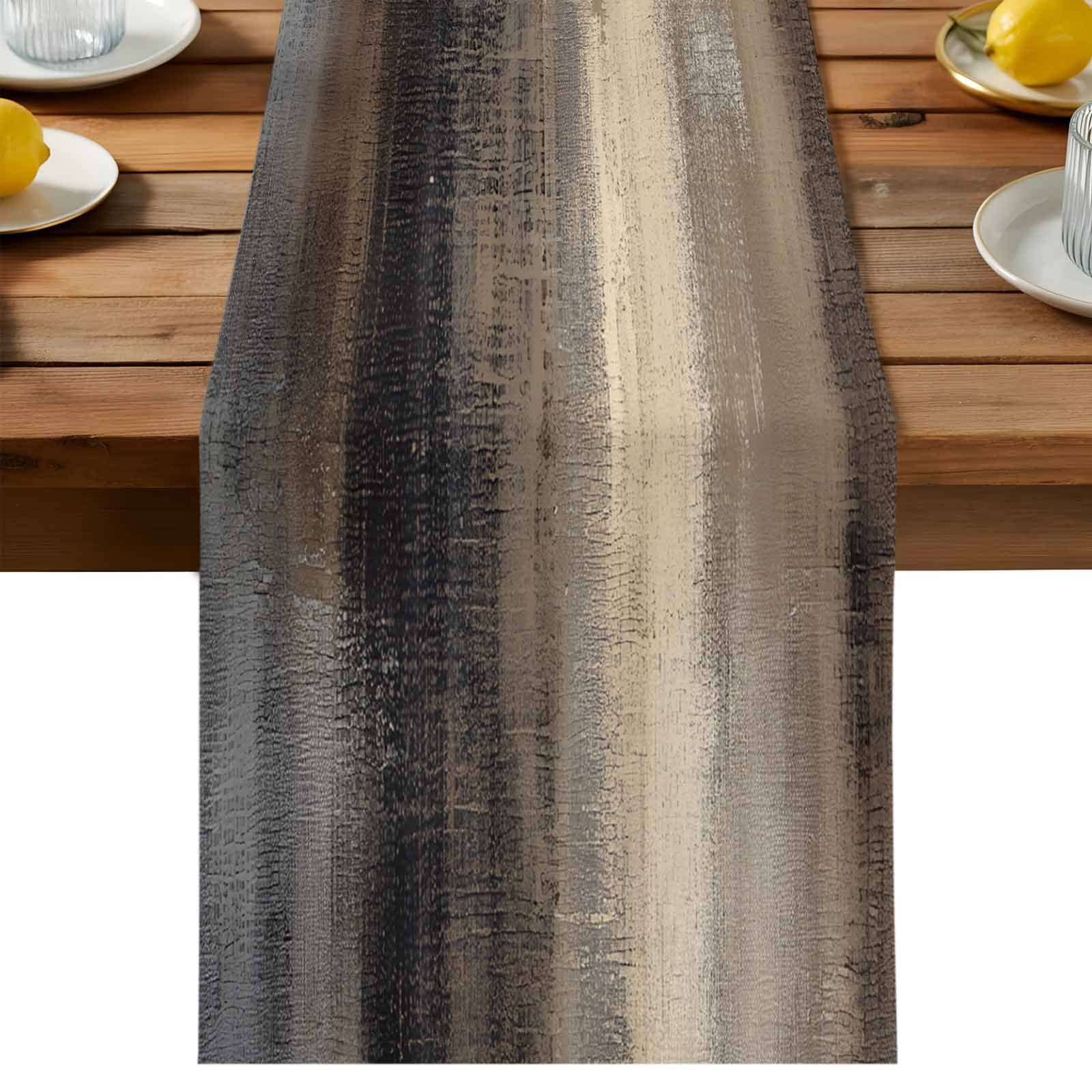 Vintage Ombre Oil Painting Table Runner 90 Inches Long, Mysterious Rock Texture Table Runners Tabletop Scarf Kitchen Dining Tables Decoration for Home Party Indoor Outdoor