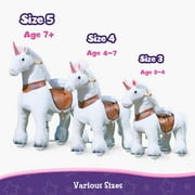 PonyCycle Kid-Powered Unicorn Ride-On Toy, No Battery, Smooth Wheels, Ages 4-7, White, Ux404