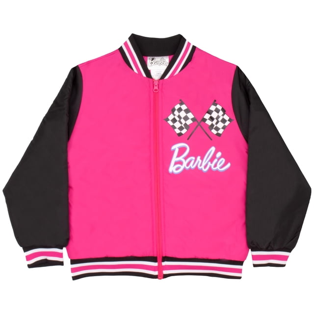 Chaqueta bomber para niñas, con cierre de cremallera, color rosa fuerte/negro, talla Sz 14