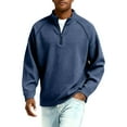 thumbnail image 5 of Lumtrix Mens Quarter Zip Pullover Lightweight Sweatshirt Waffle Mock Neck Casual Long Sleeve Top Navy 3XL, 5 of 6