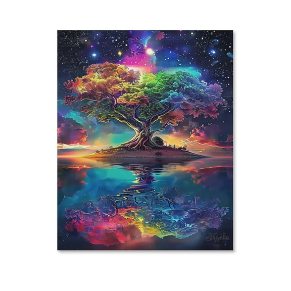 Giant Colorful Tree Poster Canvas- Perfect for Wall Artrations,Dining Room Decor, Bedroom Art, Wall Decor Living Room, Wall Art, Frameless 12x16inch