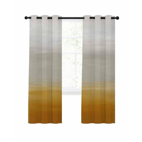 Burnt Orange Beige Ombre Blackout Curtains, Light Blocking Print Window Curtains, Modern Abstract Art Texture Thermal Insulated Window Drapes for Living Room Kitchen Cafe 2 Panels, 84"W x 84"L