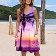 thumbnail image 6 of Nrmvnmi Summer Dresses for Women 2024 Beach Loose V Neck Sleeveless Mini Dress Tropic Printed Casual Sundress with Pockets Boho Floral T-Shirts Dress Tank Dresses Purple SMothers Day Gifts, 6 of 6
