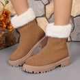 thumbnail image 3 of Platform Winter Snow Boots for Women Girls Fashion Casual Fuzzy Scuff Suede Mid Calf Booties, 3 of 8