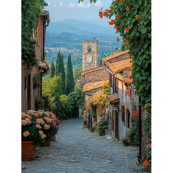 Italian Village Wall Art Canvas Print， Perfect for Living Room， Bedroom， Kitchen， Dining Room， and Office Decoration.