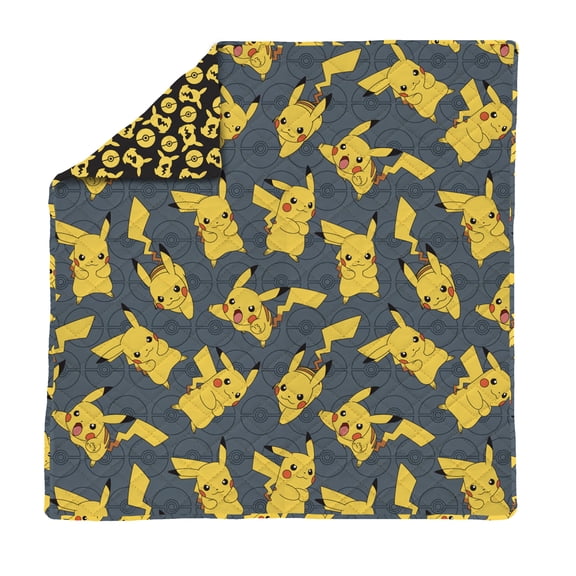 Pokemon Pika Pose Full/Queen Quilted Blanket 90x90 inches