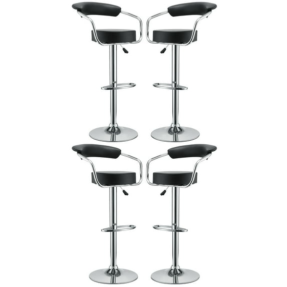 Modern Contemporary Dining Kitchen Bar Stools Set of Four Black