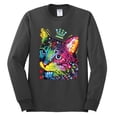 thumbnail image 2 of Wild Bobby Dean Russo Cat Wearing a Crown Thinking Cat Crowned Cat Lover Men Long Sleeve Shirt, Charcoal, 3X-Large, 2 of 5