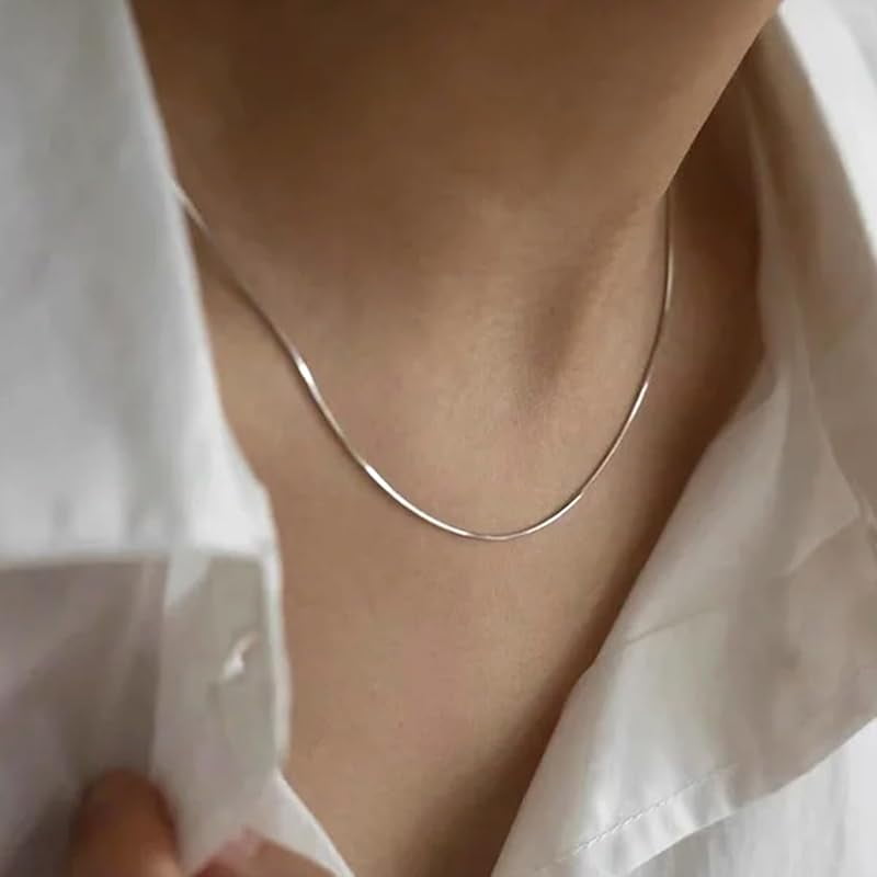 925 Sterling Silver Herringbone Chain 2MM 3MM Flexible Flat Italian Snake Chain Necklace for Women Men 18, 20, 22, 24, 26 Inches