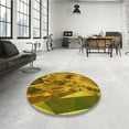 thumbnail image 4 of Ahgly Tapis Rond Lavable en Machine Intérieur Transitionnel Brun Selle, 6 Pieds Rond, 4 of 7