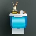 thumbnail image 2 of 1pc Toilet Paper Holder Storage Tissue Box Phone Holder Punch-free Waterproof Transparent, Blue, 2 of 3