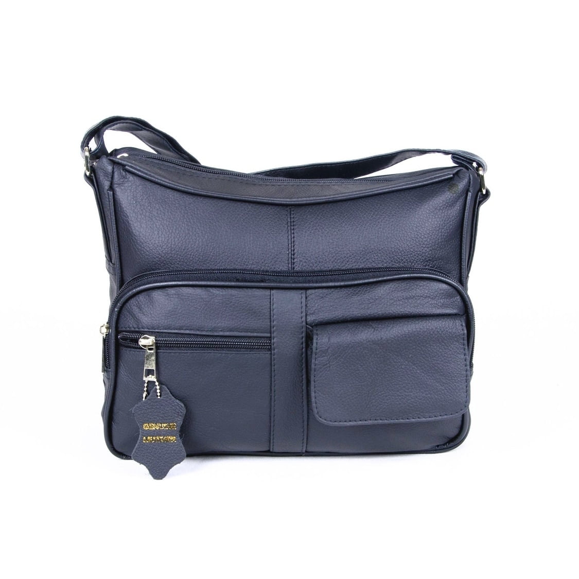 AFONiE - AFONiE Genuine Leather Shoulder or Crossbody Handbag Navy blue - www.bagssaleusa.com