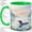 Green, variant on Misty Lake Loon Coffee Mug, Common Loon Mug, Morning Coffee Tea Cup for Cabin Office, Swimming Bird with Water Lilies and Pine Forest, Serene Nature Art, Birdwatchers Women Men