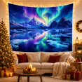 thumbnail image 3 of Aurora Borealis Over Icy Lake with Icebergs and Mountains, Majestic Digital Art for Nature Lovers, Celestial Wall Decor, Housewarming Gift Tapestry Wall Hanging for Bedroom and Living Room, 3 of 7