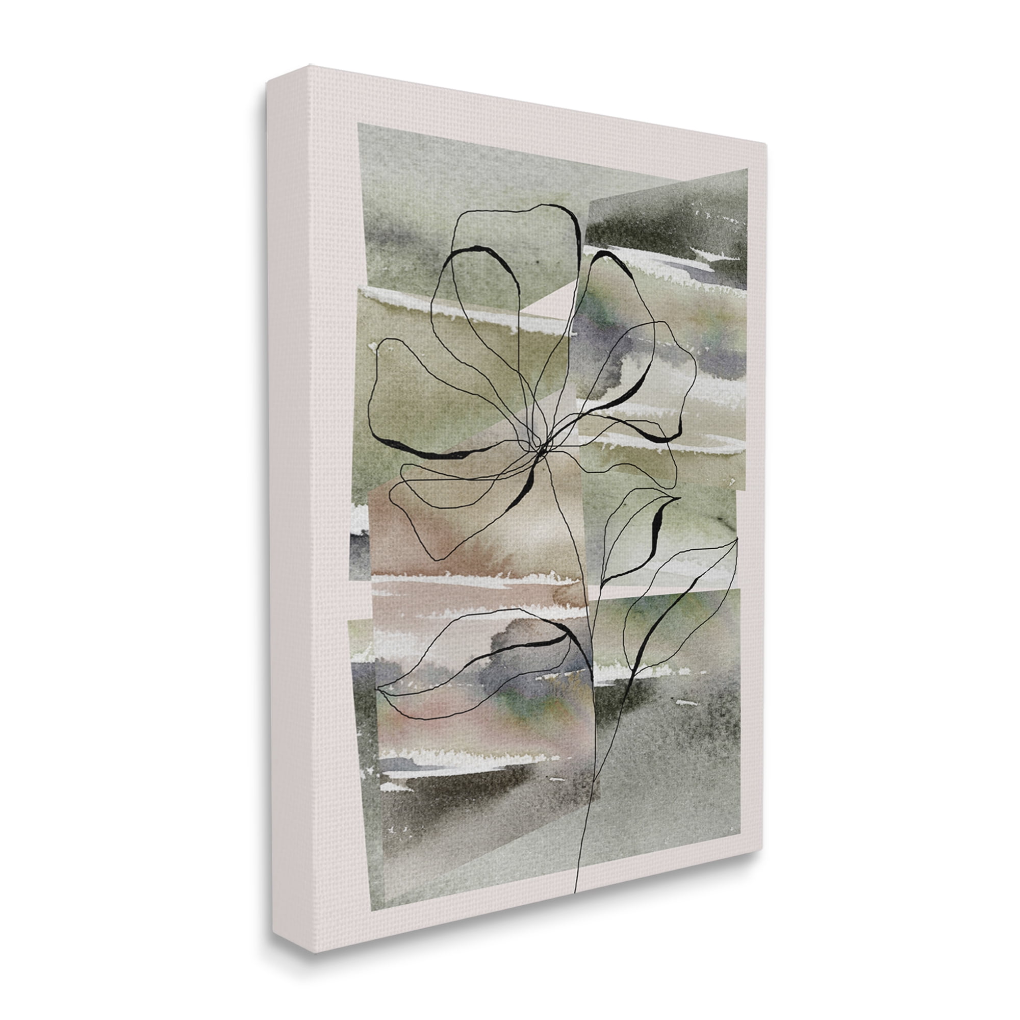 Stupell Industries Abstract Flower on Green Botanical & Floral Painting Gallery Wrapped Canvas Art Print Wall Art, 36 x 48