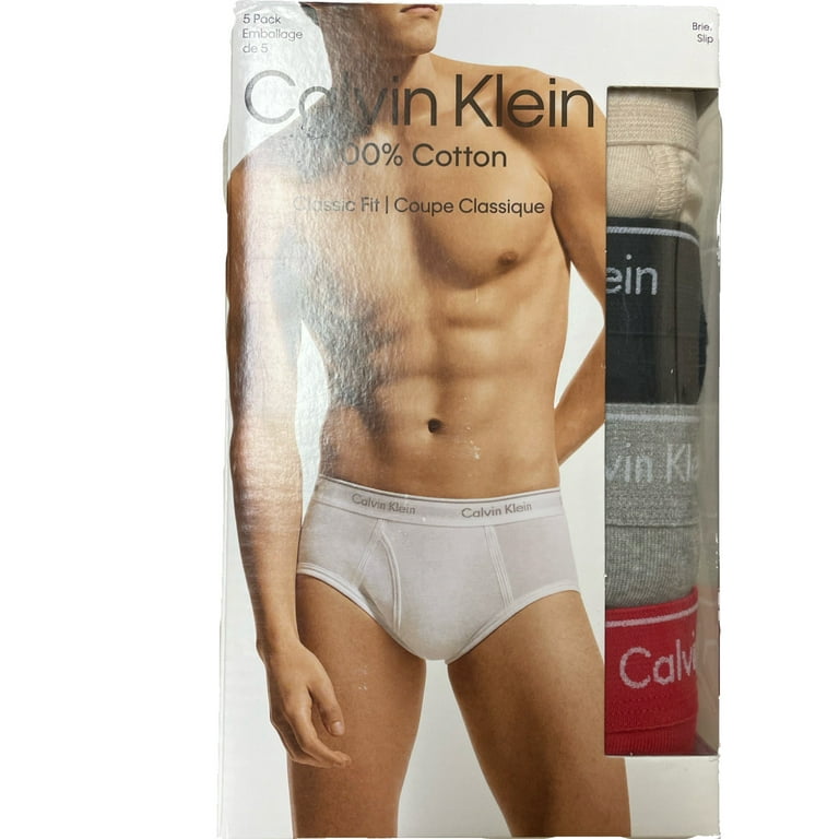 NEW Calvin Klein Men 5 Pack Hip Brief 100% Cotton Classic Fit 2XL/XXL  Assorted Light Beige/Black.Gray/Army Green NB1425-902 