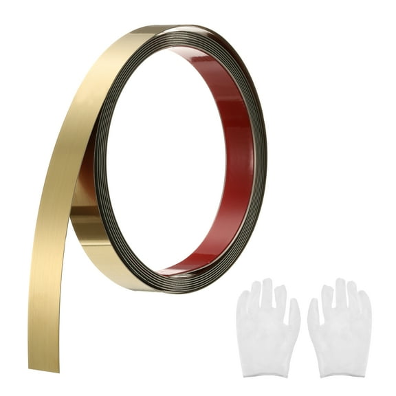 Uxcell Brushed Gold Peel Stick Wall Molding Trim with Glove, Decorative Trim for Wall Mirror, 0.78"x 9.8Ft