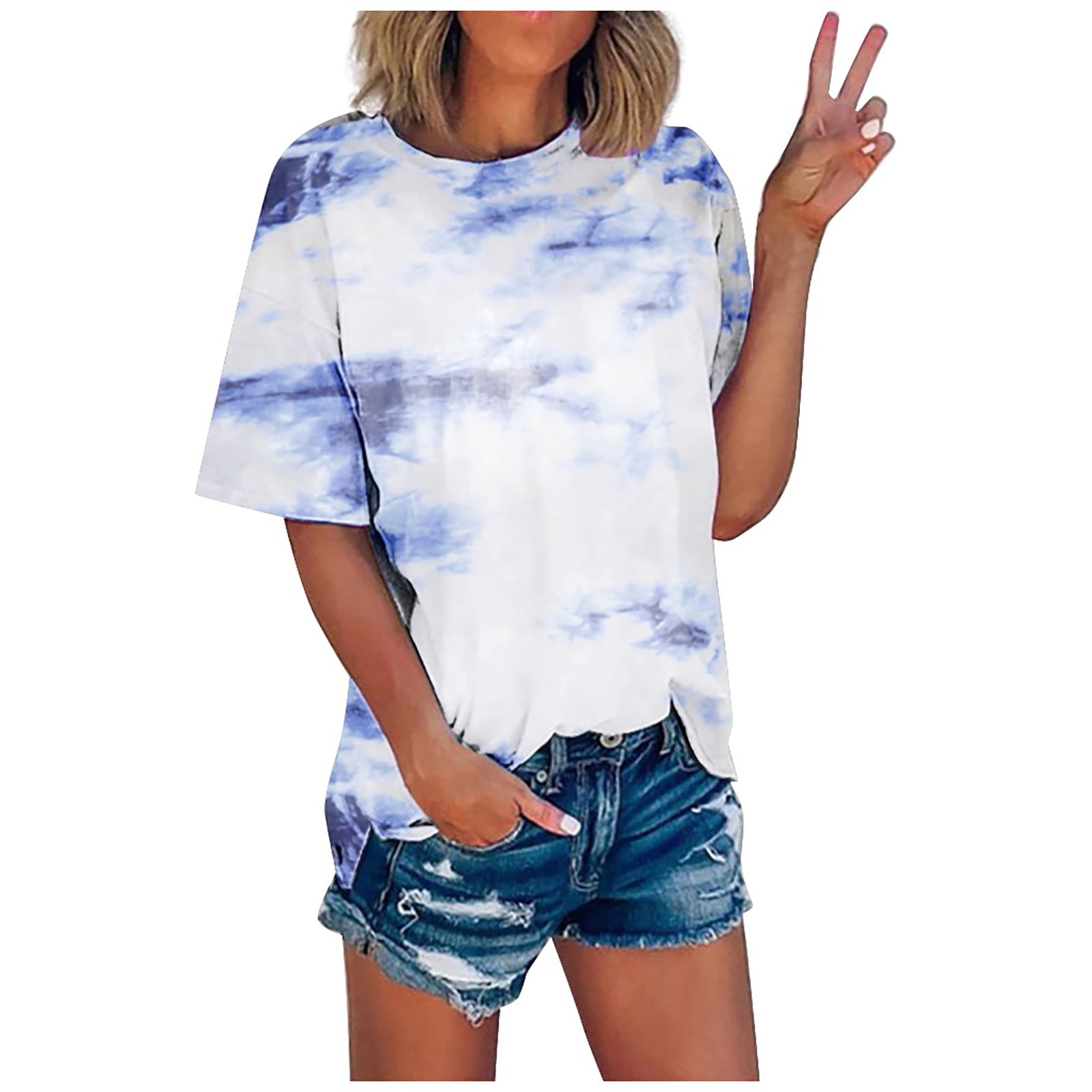 Wandatree Summer Plus Size T Shirts for Women Clearance Tie Dye Print ...