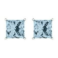 thumbnail image 3 of 4 ct Push-Back Stud Earrings for Women | 7.0mm Princess Cut Natural Aquamarine | 18K White Gold, 3 of 5