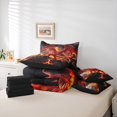 thumbnail image 6 of Homewish Animal Dragon Bedding Comforter Set 7 Pieces for Kids Children Teens,Abstract Lightning Full Bedding Set Lightweight,Black Orange Fitted Sheet Flat Sheet,Ultra Soft Home Decor,Reversible, 6 of 8