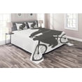 thumbnail image 1 of Ambesonne Modern Quilted Coverlet 3 Pcs, Bike Humor Hipster Bear, King Size, Grey, 1 of 2