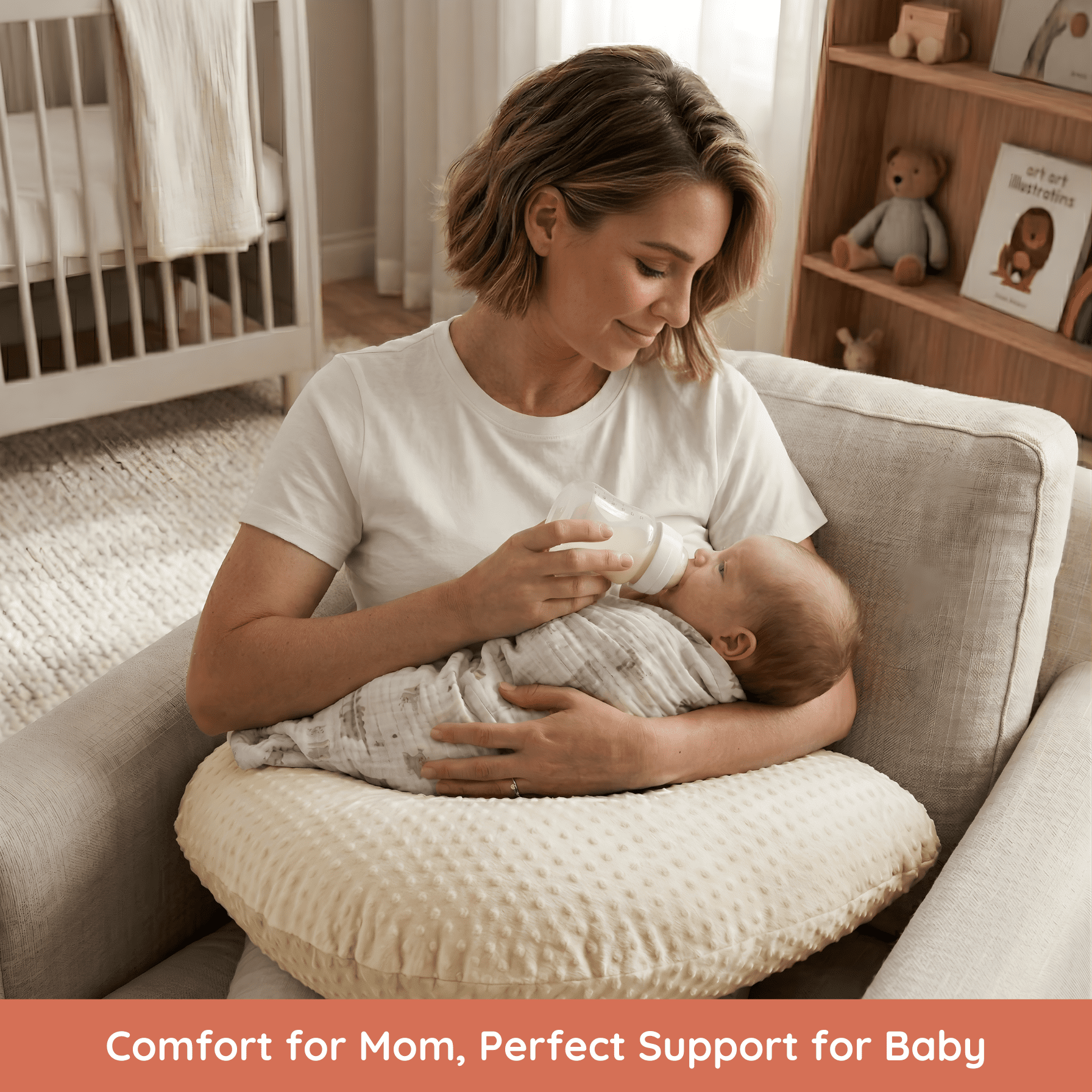 Jolly Jumper Boomerang Nursing Cushion | Ergonomic Maternity & Feeding Pillow for Pregnancy, Breastfeeding & Support | Removable Washable Cover