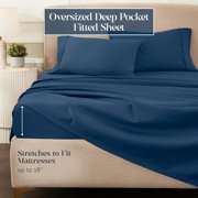 Superior Egyptian Cotton 1200 TC Eco-Friendly Sheet Set, King, Navy Blue