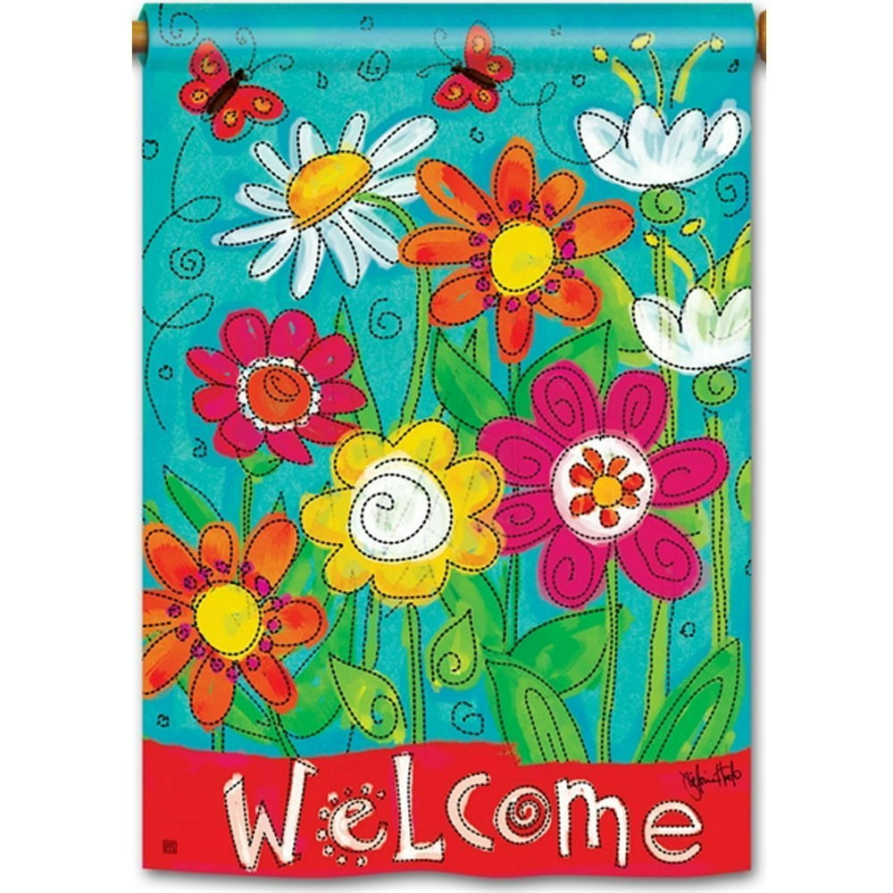 BreezeArt Welcome Blooms House Flag
