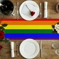 thumbnail image 4 of Rainbow LGBT Pride Flag Table Runner Linen Style 13x90 Inches Rustic Farmhouse Table Runner Kitchen Dining Table Decoration for Wedding Birthday Party Christmas, 4 of 6