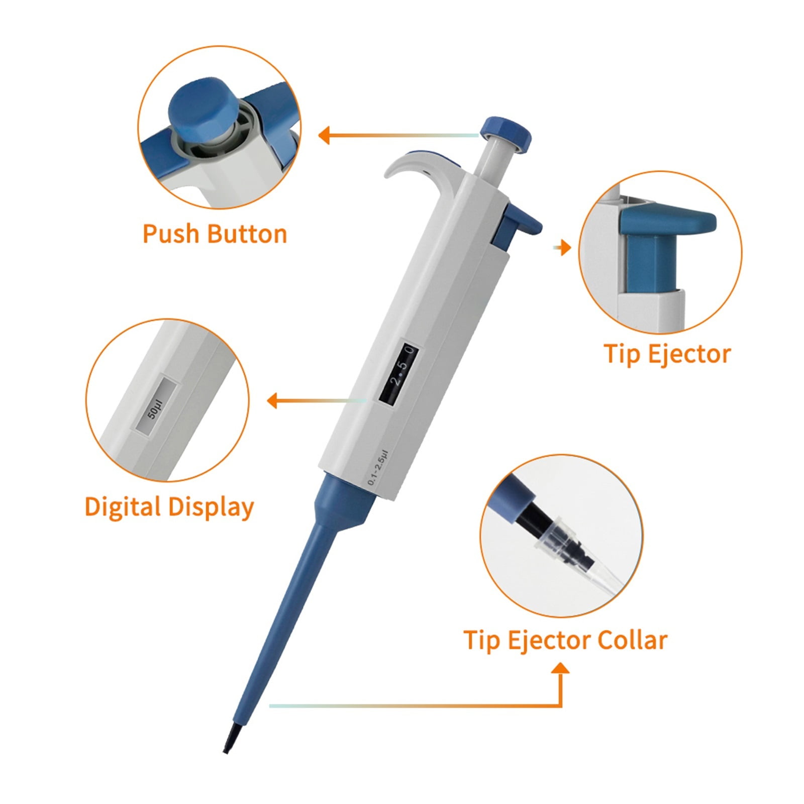 Laboratory Pipette Plastic With Pipette Tips Single Channel Digital Micropipette Lab Equipment ,Precision & Accuracy