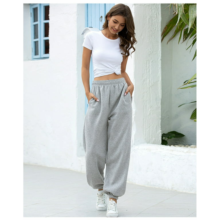 Womens Baggy Sweatpants Gray Joggers for Women Relaxed Fit pockets  Oversized Streetwear