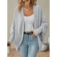 thumbnail image 2 of Womens Oversized Soft Knit Cardigan Sweater with Pockets Light Gray XL, 2 of 7