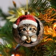thumbnail image 4 of DAMAI Christmas Tree Ornaments, A Kitten in The Tree Hole 2D Acrylic Hanging Ornament With Holding a Bell, oliday Winter Home Decor Party Supplies, 4 of 5