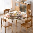 thumbnail image 5 of Easter Bunnies Rabbits Round Fitted Tablecloth with Elastic Edged & Backing, Round Table Cover for Indoor Outdoor Patio Use Fits Tables up to 40" - 54" Diameter, 5 of 5
