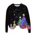 thumbnail image 5 of asdoklhq Winter Sweaters for Women 2024 Women Christmas Christmas Tree Shining and Sparkling Print Loose Round Neck Sweatshirt Long Sleeved Top Hooded Sweatshirt Multicolor L, 5 of 7