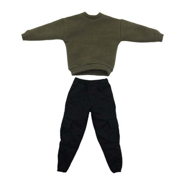 Conjunto de sudadera y pantalón casual a escala 1/6, disfraz para hombre de 12 pulgadas verde