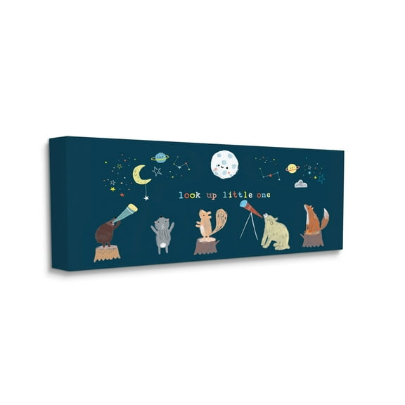 Stupell Industries Look Up Little One Forest Animals under Starry Sky, 13 x 30, Designed by Linda Birtel