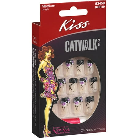 Kiss Catwalk Nails, Medium Length, 24 ct