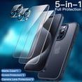 thumbnail image 3 of JETech 5 in 1 Matte Case for iPhone 15 Pro Max 6.7-Inch with 2-Pack Each Tempered Glass Screen Protector and Camera Lens Protector, Translucent Back Shockproof Phone Cover (Blue), 3 of 7
