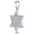thumbnail image 2 of 10kt White Gold Mens Round Diamond Star Magen David Jewish Charm Pendant 1/5 Cttw, 2 of 2
