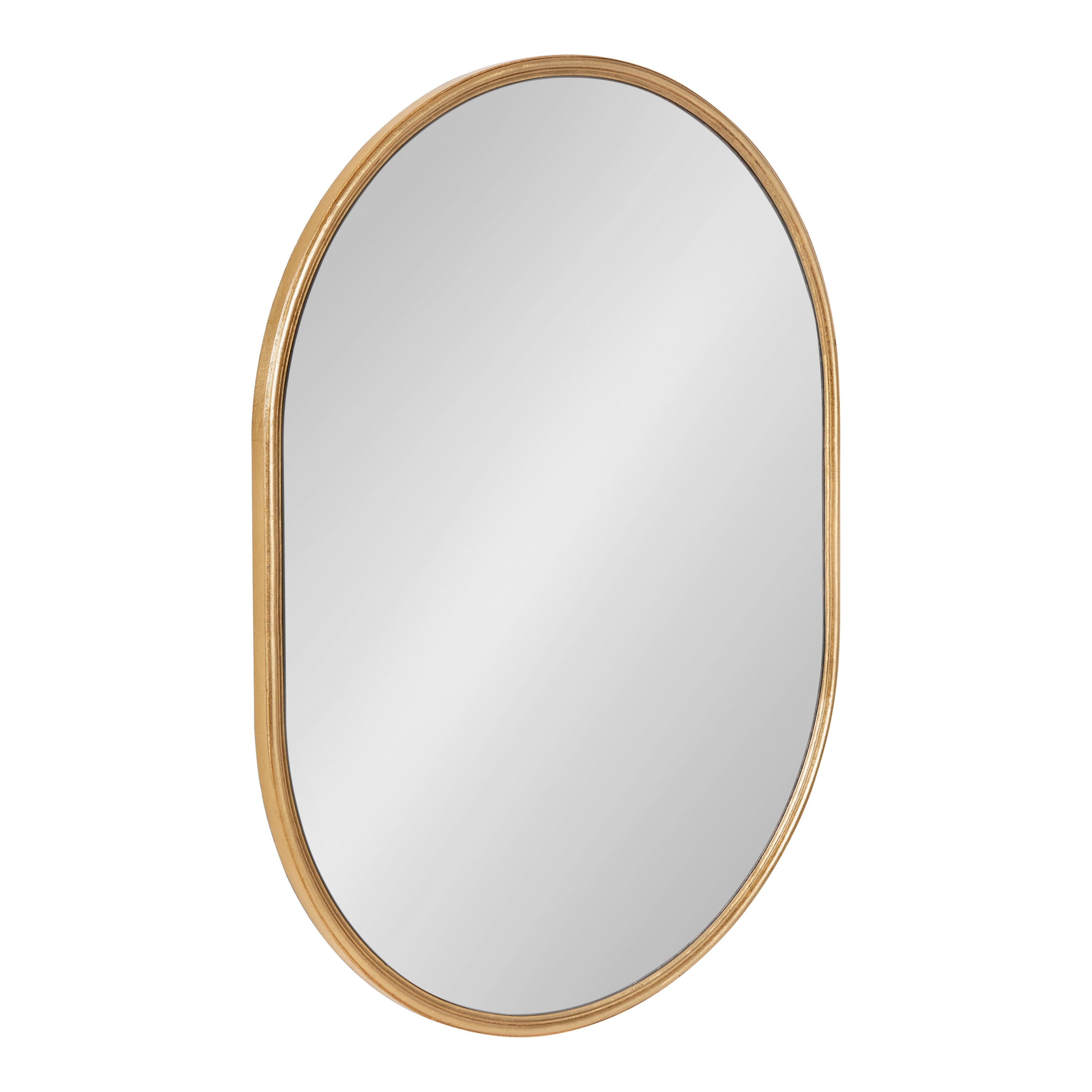 Kate And Laurel Caskill Mid Century Oval Mirror 18 X 24 Gold Capsule Shaped Accent Mirror For Entryway Living Room Or Bathroom Walmart Com Walmart Com