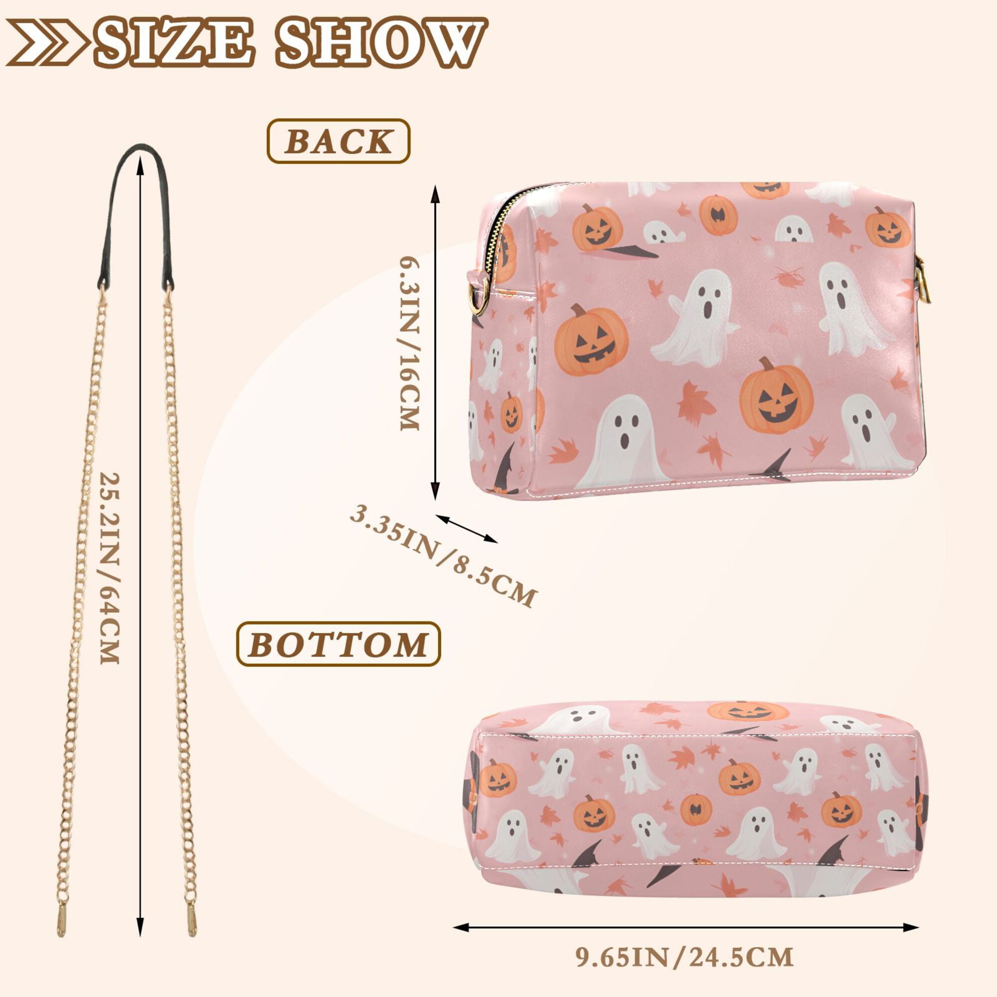 FORMRS Women Crossbody Purse with Chain Strap Vegan Leather Shoulder Handbag, Cute Pink Halloween