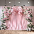 thumbnail image 3 of 7x5ft Pink Bow Backdrop Floral Coquette Photography Background for Girls Women Birthday Party Decorations Wedding Bridal Backdrops Banner Photo Booth Props, 3 of 3
