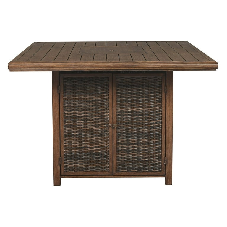 Ashley Furniture Paradise Trail Patio Fire Pit Pub Table in Brown Ashley Furniture Paradise Trail Patio Fire Pit Pub Table in Brown