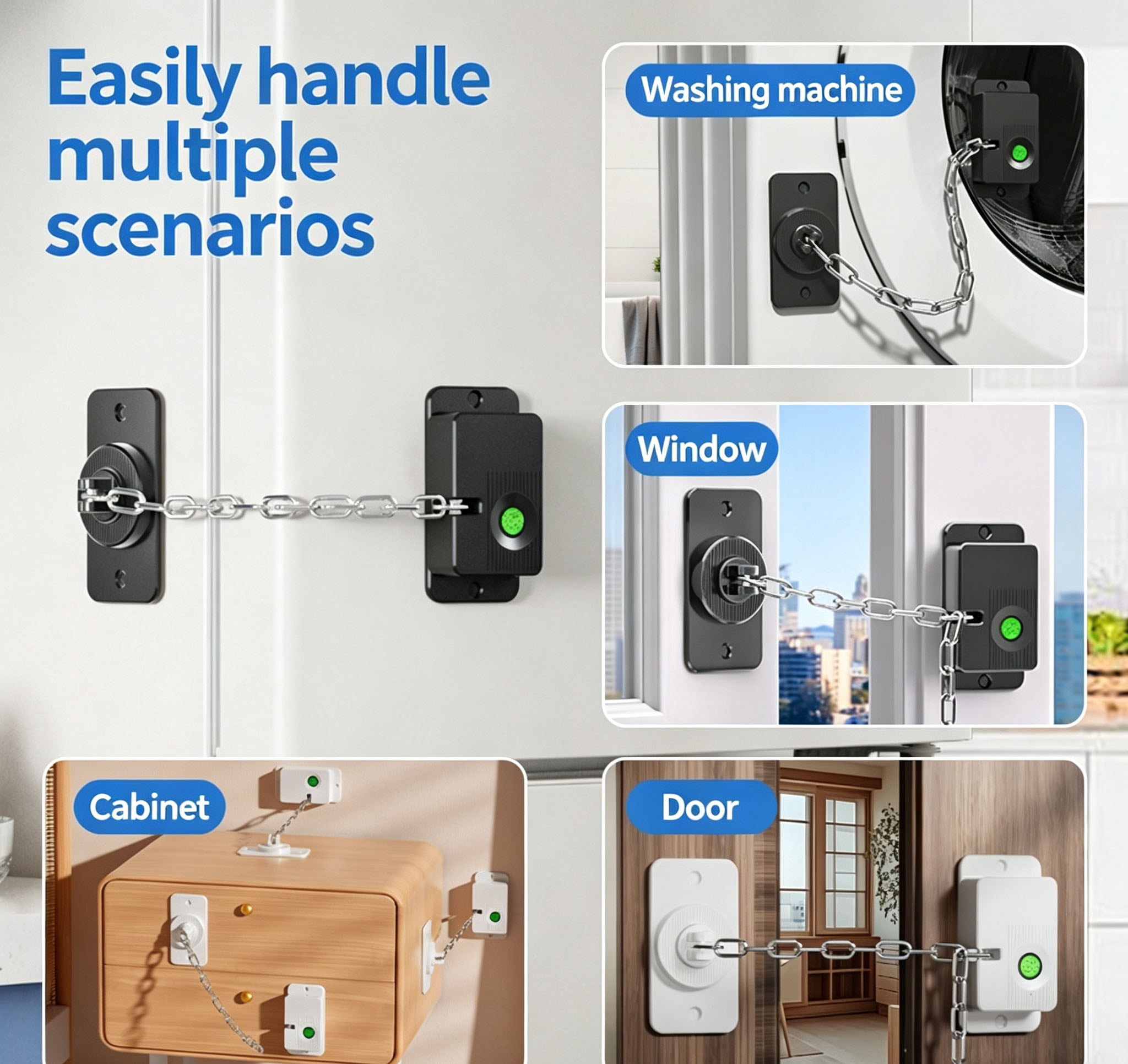 Rechargeable Fingerprint Safety Lock Adjustable Childproof Lock for Door Window Cabinet