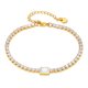 thumbnail image 1 of Pulsera de acero inoxidable con circonitas bañadas en oro para mujer, 1 of 3