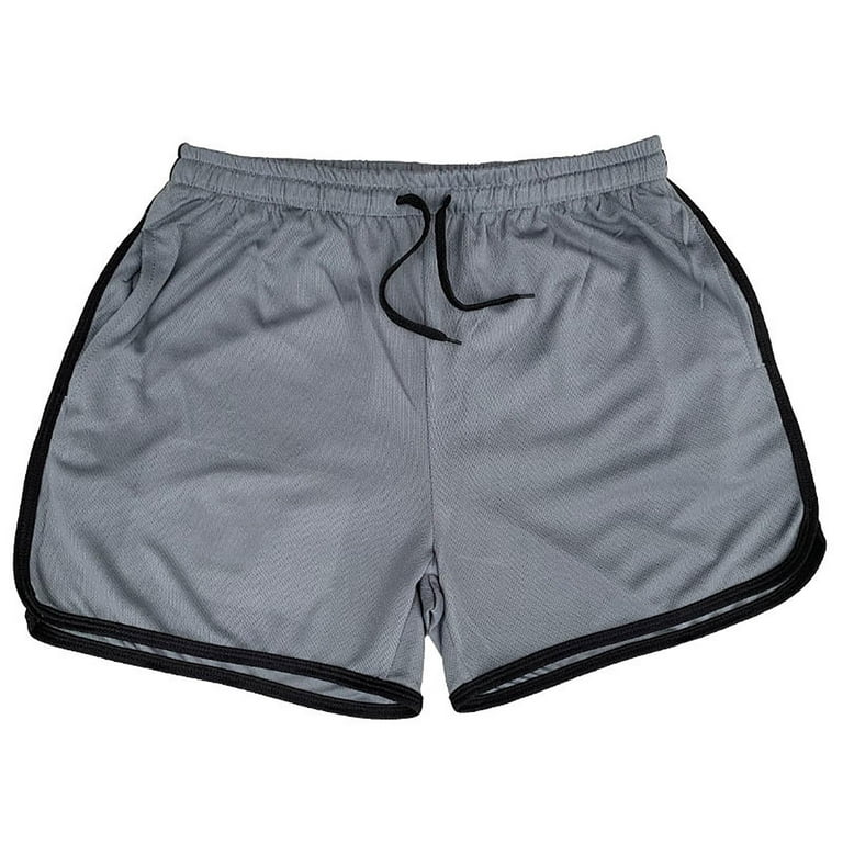 HOOMEUMY Men's Sportswear Mesh Shorts Summer Solid Color