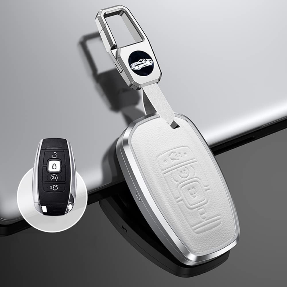 4 Button Key Fob Cover for Lincoln Continental MKC MKZ 2019 2018 2017 Navigator Aviator 2021 Keyless Entry Keychain Holder Full Protection Leather Key Fob Case