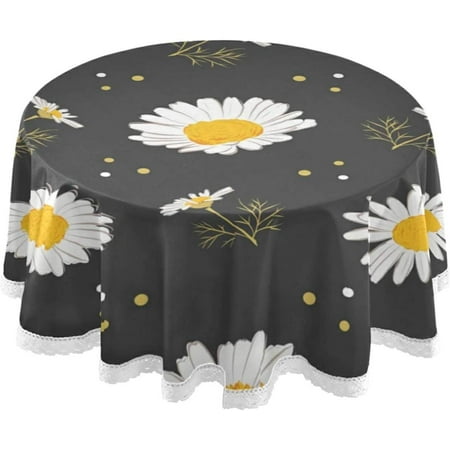 

Hyjoy Floral Daisy Pattern Tablecloth Durable 60 Inch Round Table Cloth Waterproof Stain Proof Camping Tablecloths for Outdoor Picnic Family Dinner Restaurant Decoration