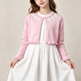thumbnail image 2 of Toddler & Big Girls 3D Flower Knit Cardigan Crewneck Long Sleeve Casual Comfortable Sweater Coat for Kids 1-13Y Pink, 2 of 9